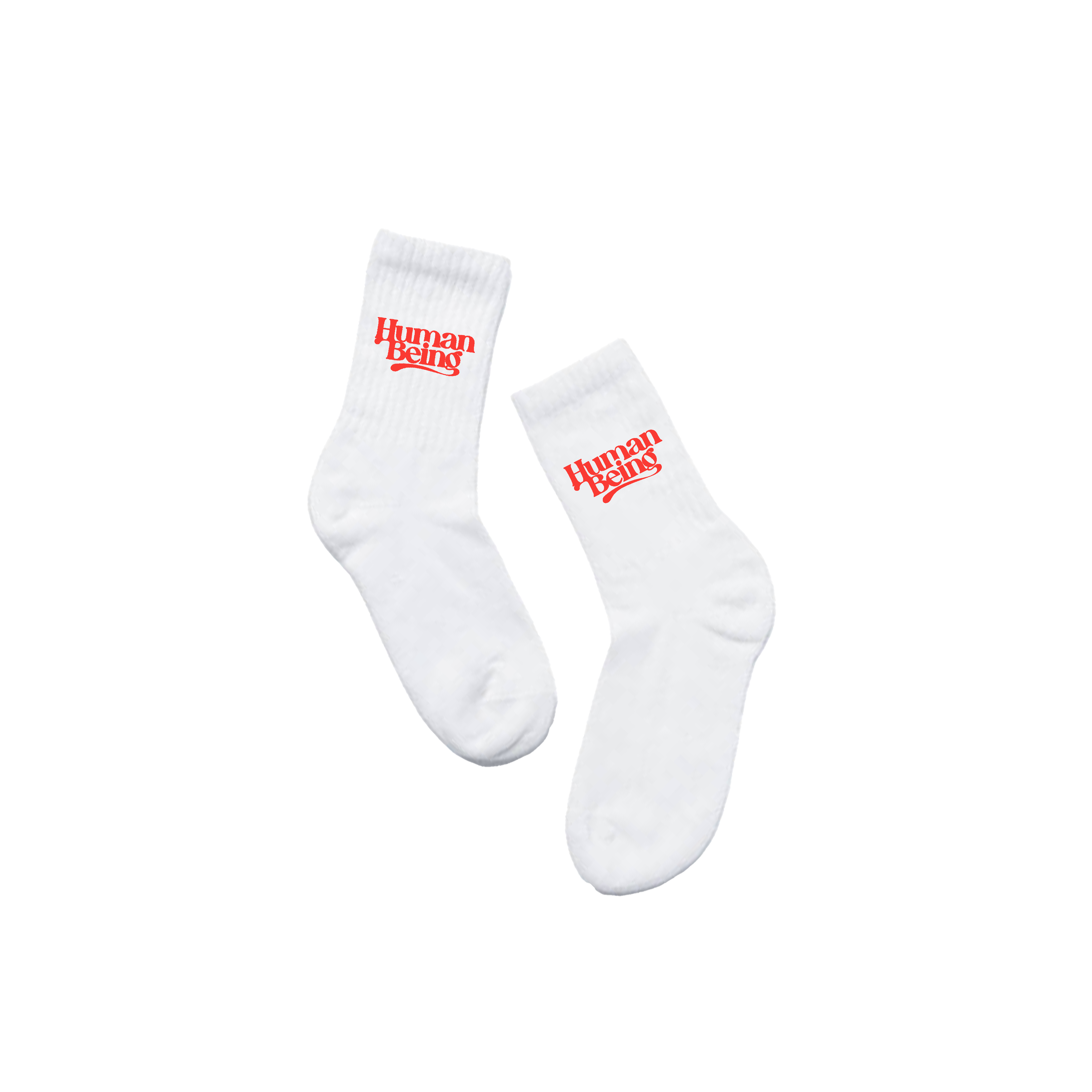 Weiße Socken mit roter Schrift bei Nico Santos